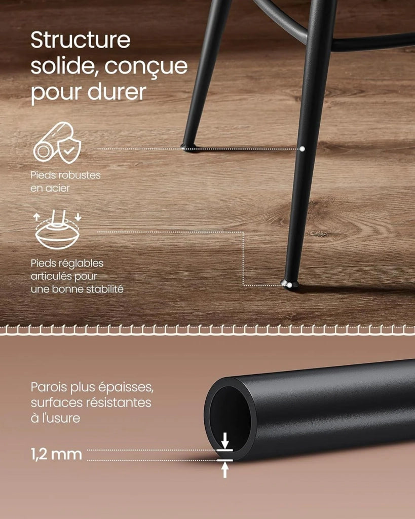 Set di 4 sgabelli da bar sedie da cucina con seduta imbottita design in PU con cuciture in stile moderno di metà secolo per cucina o bar marrone 12_0005372