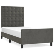 Letto singolo | Letto per adulti | Giroletto senza Materasso Grigio Scuro 100x200 cm Velluto