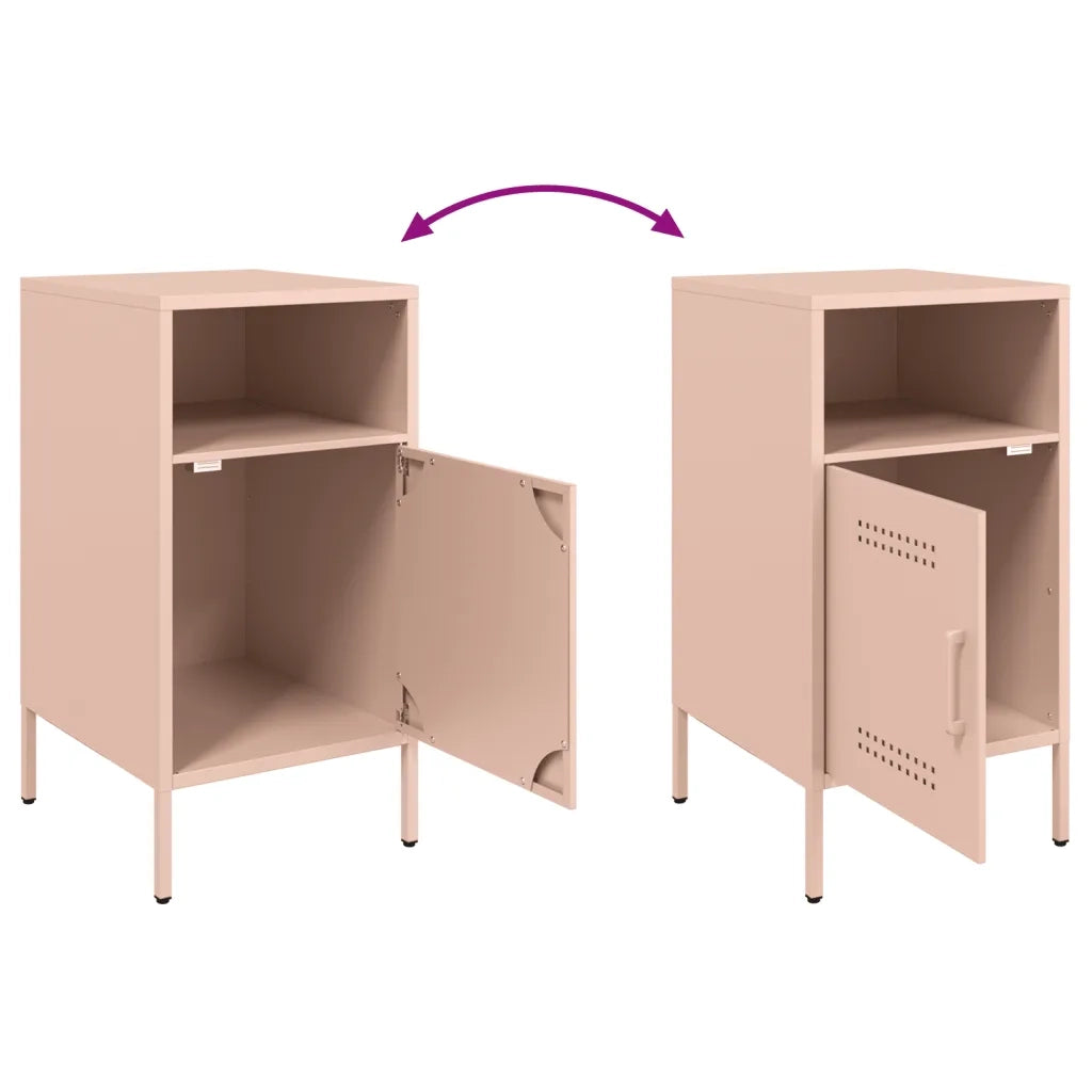 Set di 2 Comodini | Armadio da Notte | Mobiletto da notte Rosa 36x39x68 cm in Acciaio