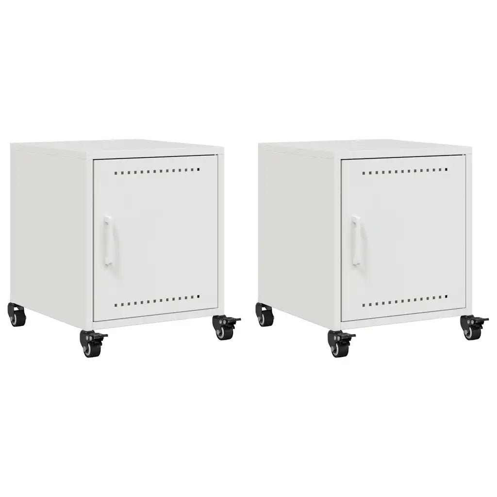 Comodini 2 pz Bianchi 36x39x43,5 cm in Acciaio