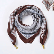 Sciarpa quadrata in cotone e lino/sciarpa di seta da donna con chiusura magnetica, versatile per la primavera e l'autunno, scaldacollo/sciarpa triangolare/sciarpa autunnale.