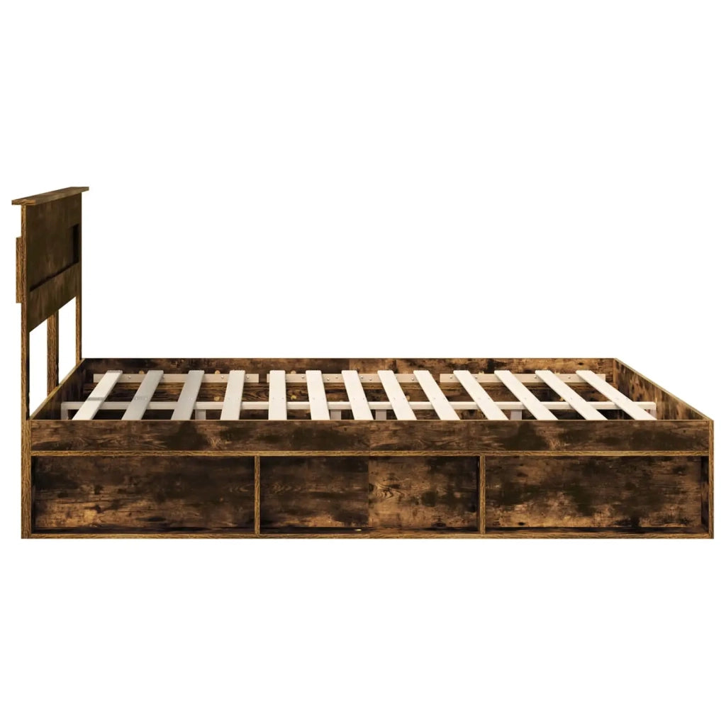 Struttura del letto Rovere fumé 200 x 200 cm Pino massello 3409723
