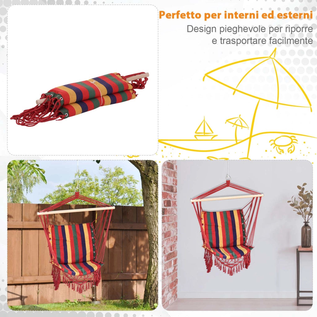 Amaca Sedia Sospesa in Poliestere Colorata 100x60x100 cm