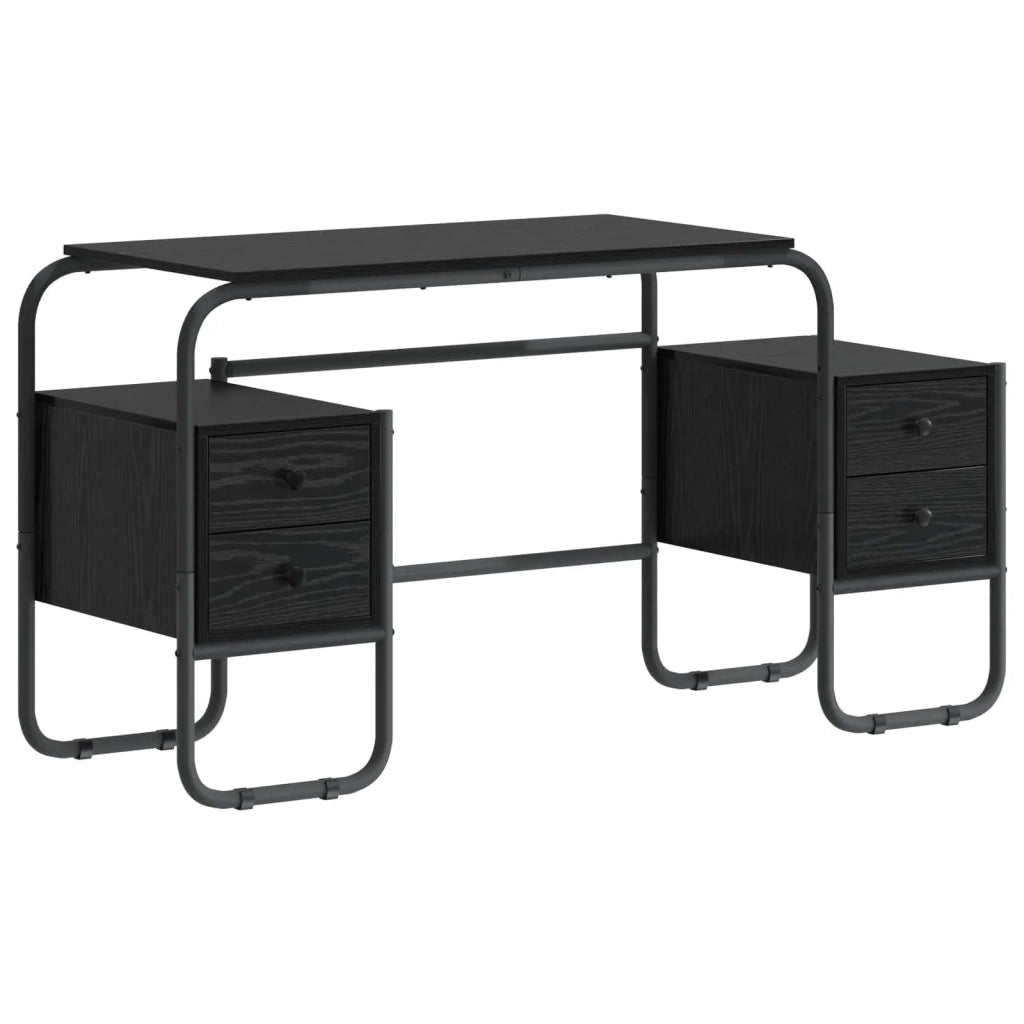 Scrivania con Spazio di Archiviazione Rovere Nero 8008008
