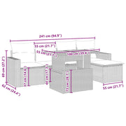 Set Divano da Giardino 6 pz con Cuscini Beige in Polyrattan