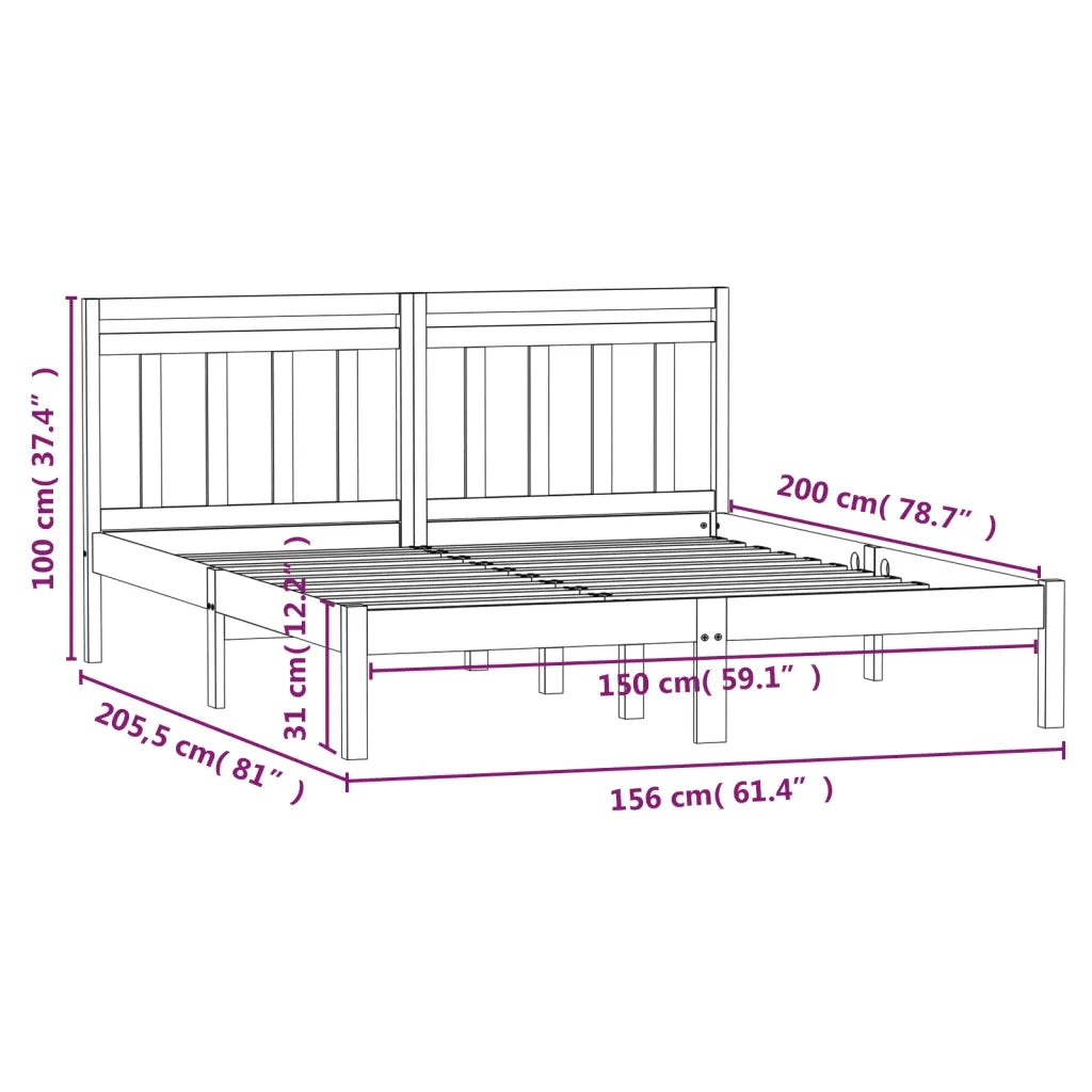 Giroletto-Struttura Letto Bianco 150x200 cm King in Legno Massello 649427