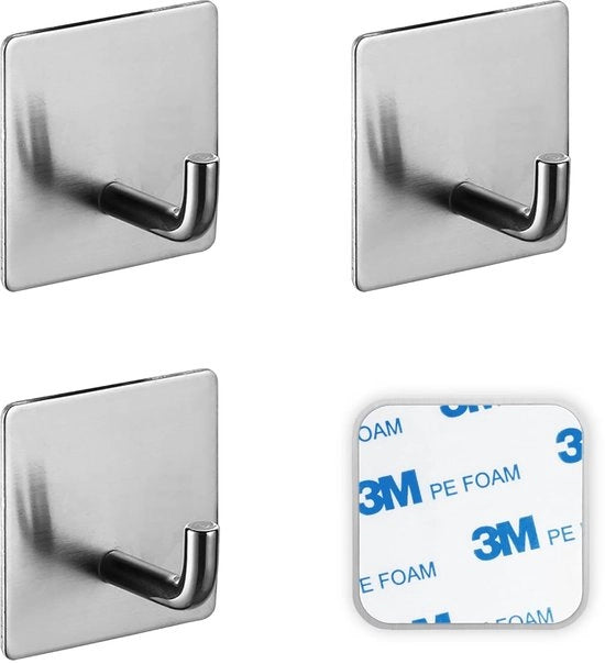 Hanger in acciaio inossidabile autofissante - Impermeabile - 4 pezzi - Argento