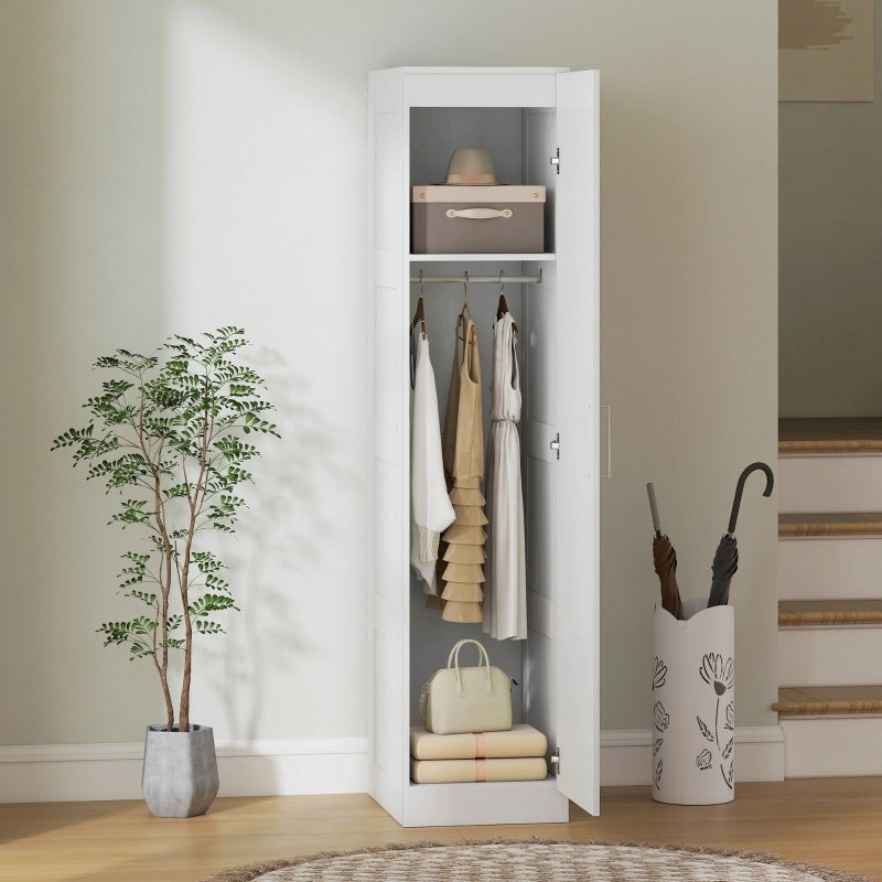 Armadio multiuso con barra appendiabiti, ripiano e porta con chiusura soft-close 40 x 52 x 180 cm bianco