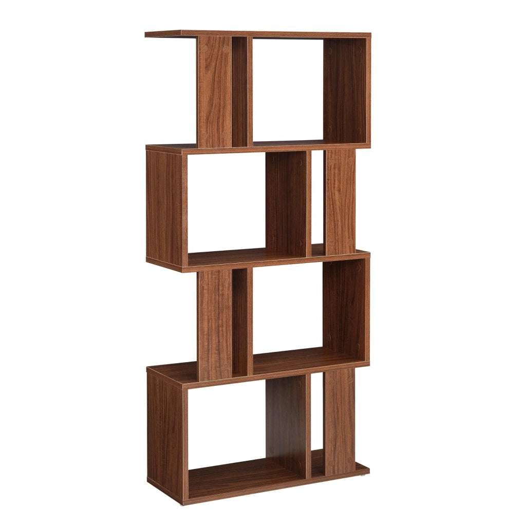 Libreria soggiorno mobile contenitore con più ripiani MDF rivestito in melaminico 130 cm finitura Noce 03_0001075