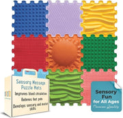 Set di Mattonelle di Massaggio Puzzle Colorate Stimolanti per la Motoria e lo Sviluppo - 9 pezzi