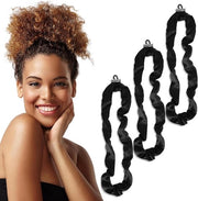 Elastici di seta adattabili - Set di 3 elastici extra grandi in seta nera per donne e ragazze