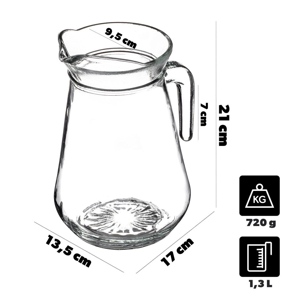 Caraffa in vetro KADAX per acqua, succhi di frutta, bevande, composte, limonata, 1,3 litri