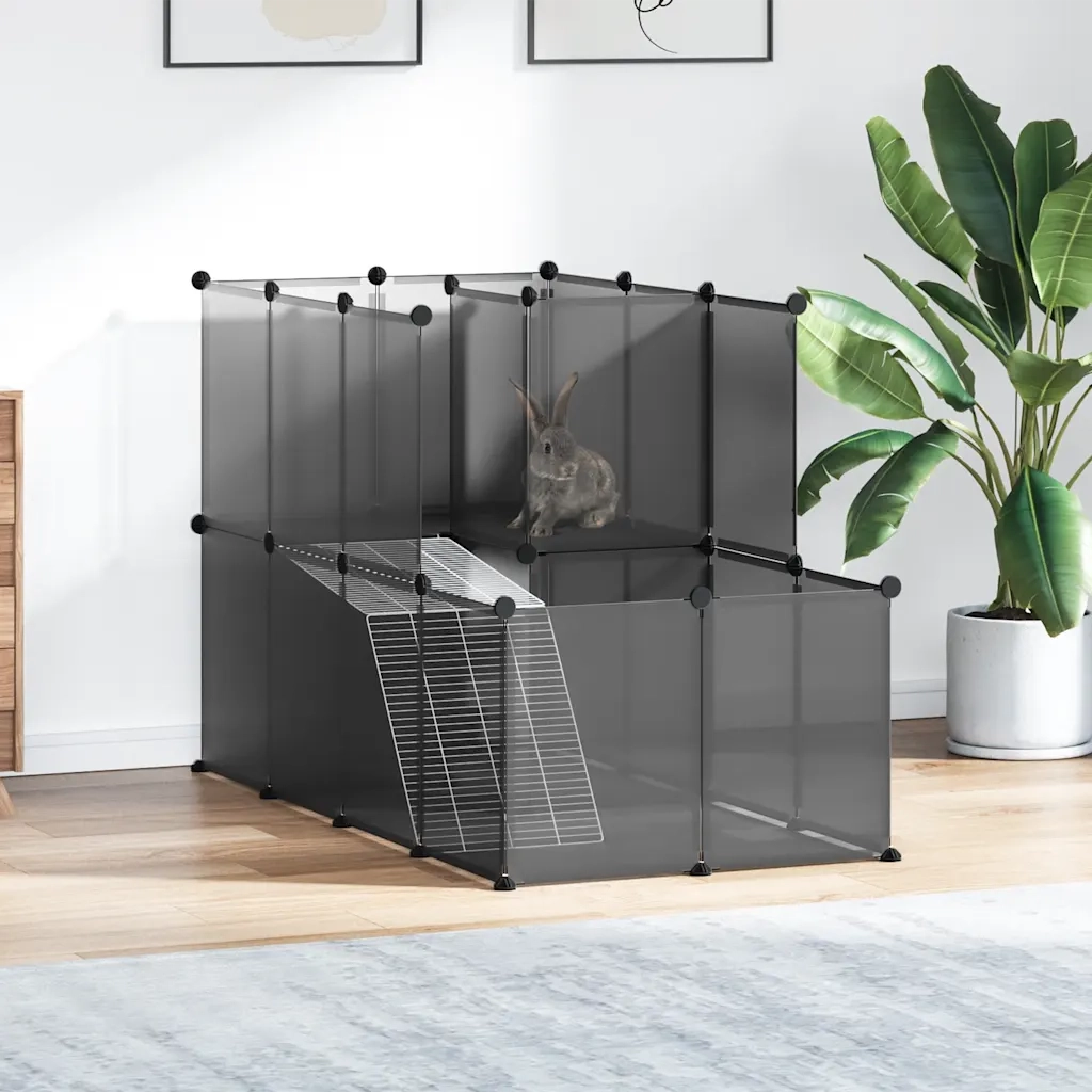 Gabbia per Piccoli Animali Nera 142x74x93 cm in PP e Acciaio cod mxl 48883