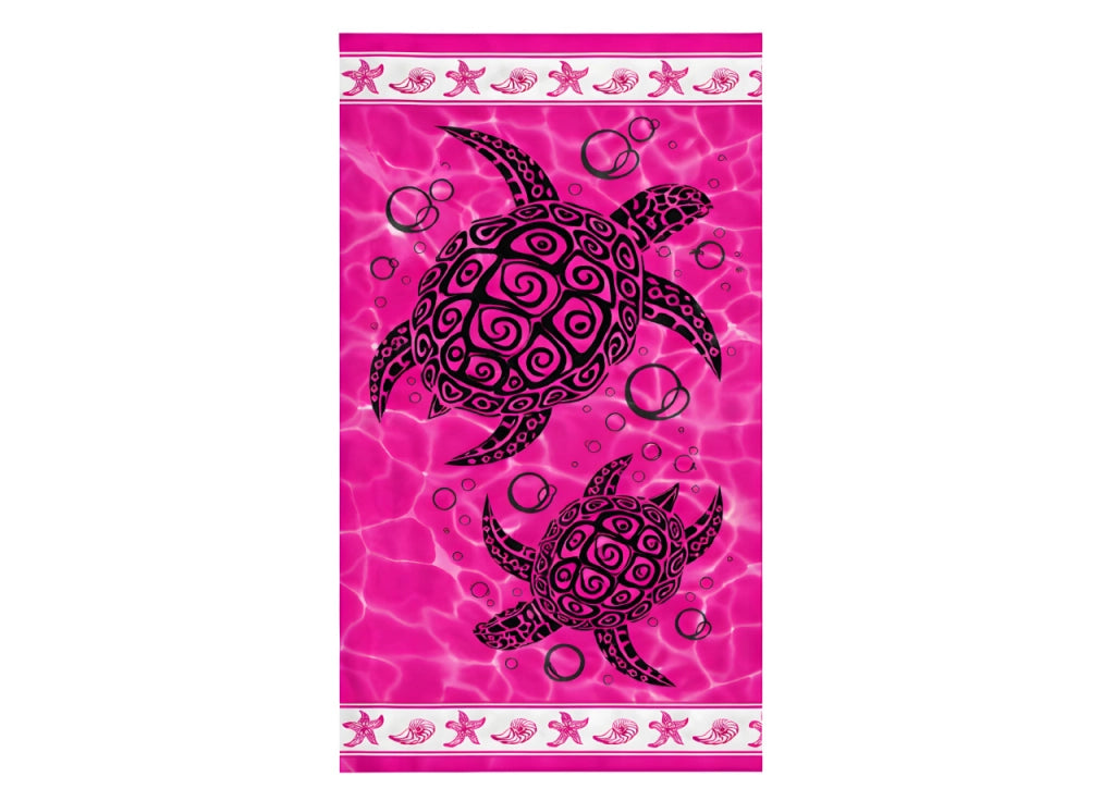 Telo Mare Grande 100x180 Spugna Spiaggia Piscina Maui Turtle D28 - Telo Mare - Fuxia