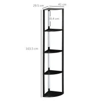 Lampada da Terra a Colonna in MDF con 4 Ripiani e Illuminazione a LED da 3000K, 41x29.5x163.5 cm, Nero