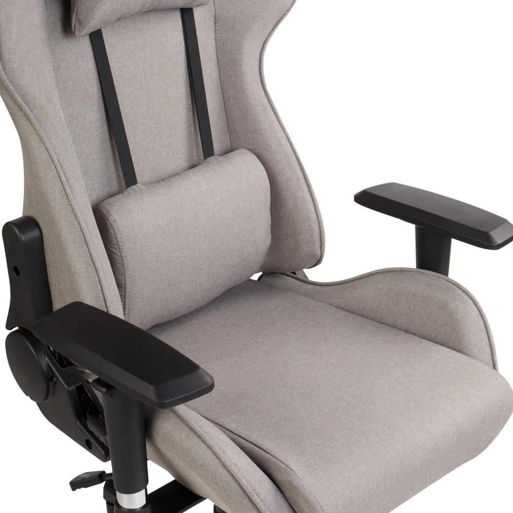 Sedia da ufficio ergonomica in tessuto con braccioli regolabili di colore beige poltrona gaming stile moderno