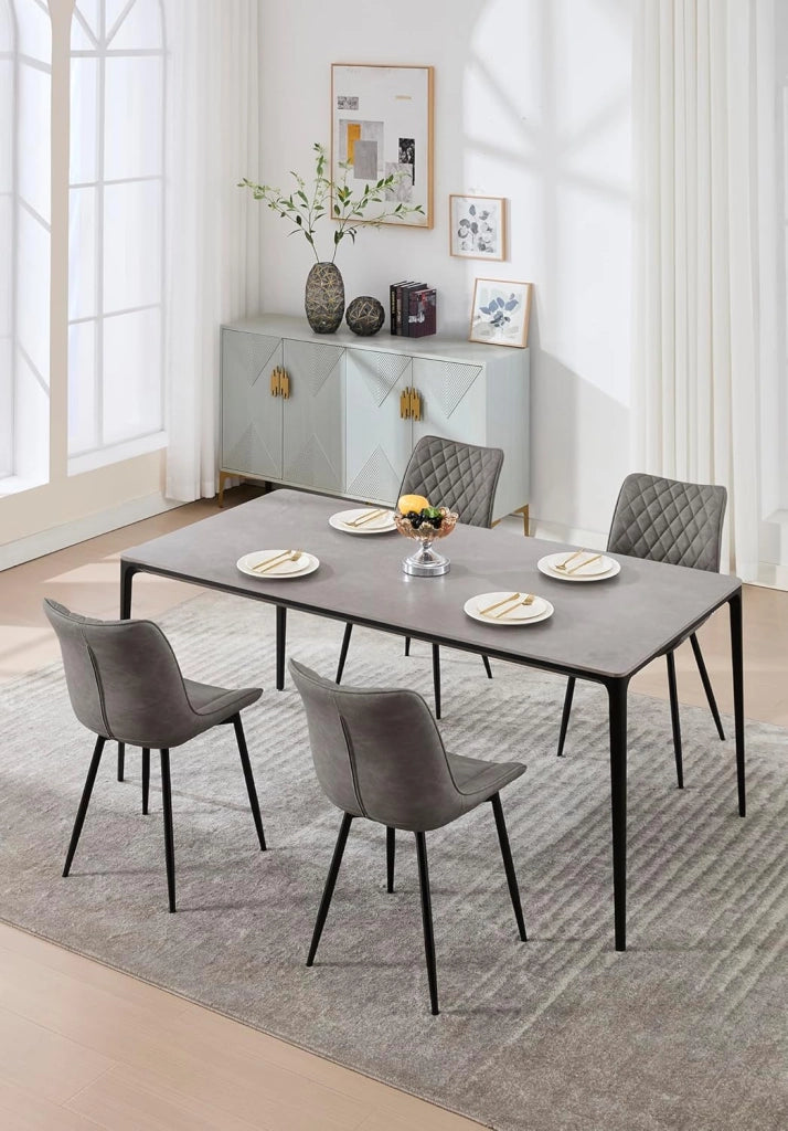 set di 6 sedie sala da pranzo sedie cucina moderne sedie imbottite Adatte per Sala Pranzo, Soggiorno, Camera da Letto Estetica in Ecopelle Grigio scuro Metallo BH210dgr-6