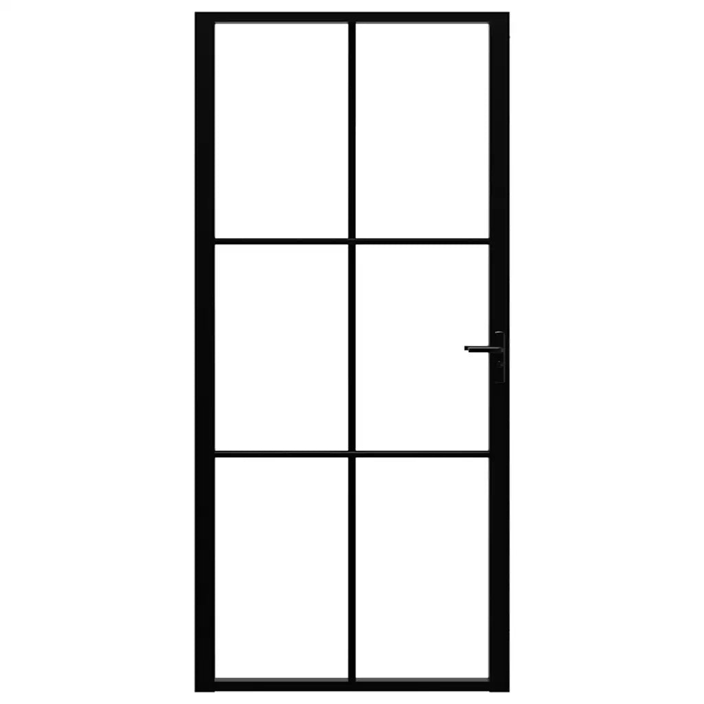 Porta da Interno ESG Vetro e Alluminio 93x201,5 cm Nera 151204