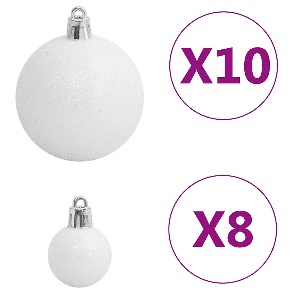 Set Palline di Natale 111 pz Bianco e Grigio in Polistirene CFW7363399