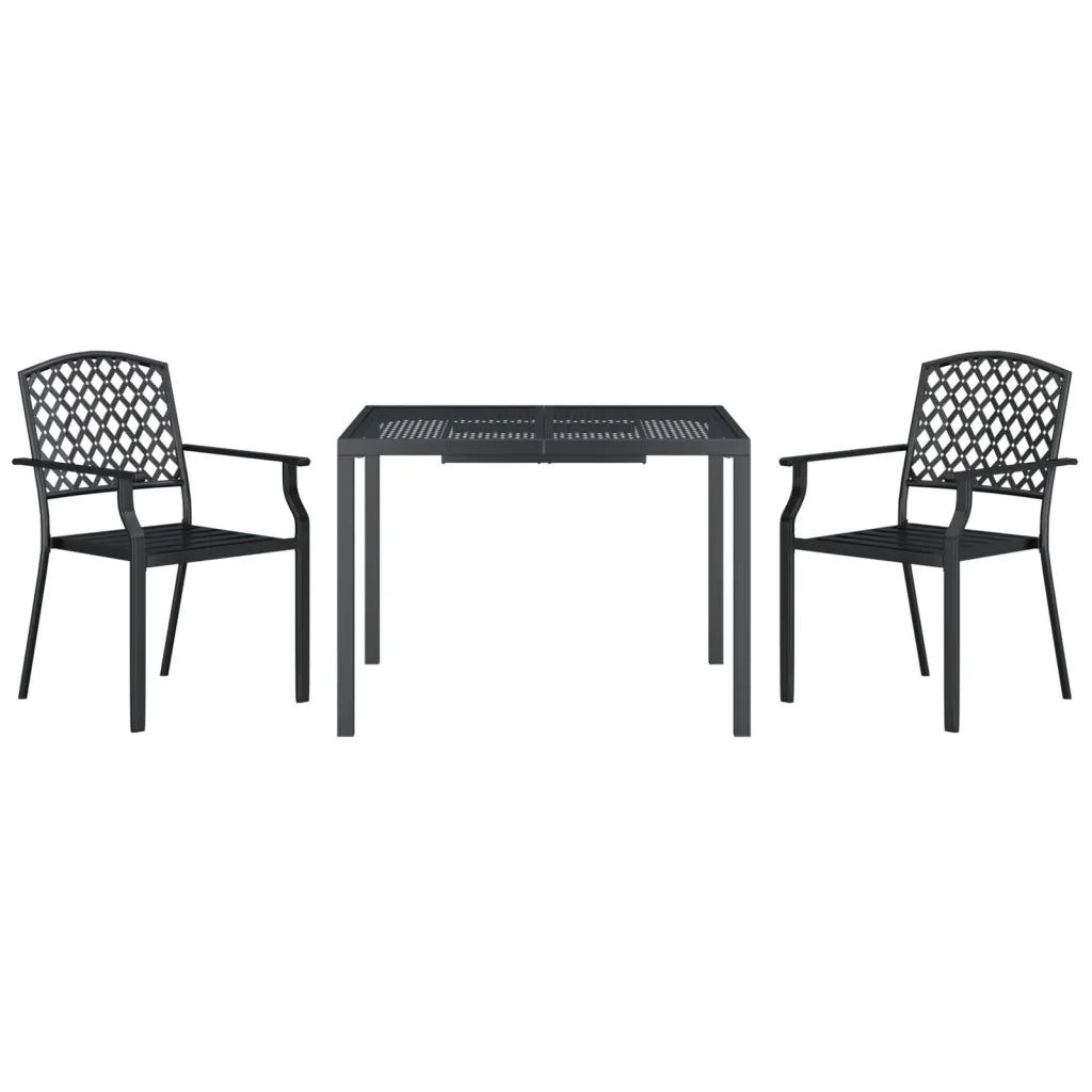 vidaXL Set da Pranzo da Giardino 3 pz in Acciaio Antracite