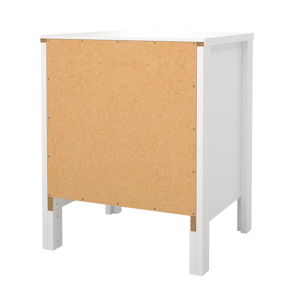 Comodino Fred, Comò basso, Tavolino da notte, Mensola da letto, 44x38 h54 cm, Bianco