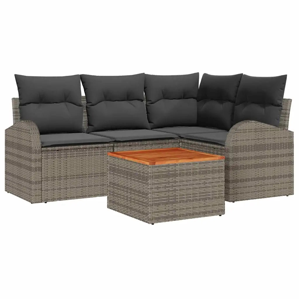 Set Divano da Giardino con cuscino 5 pcs Grigio polyrattan 3347573