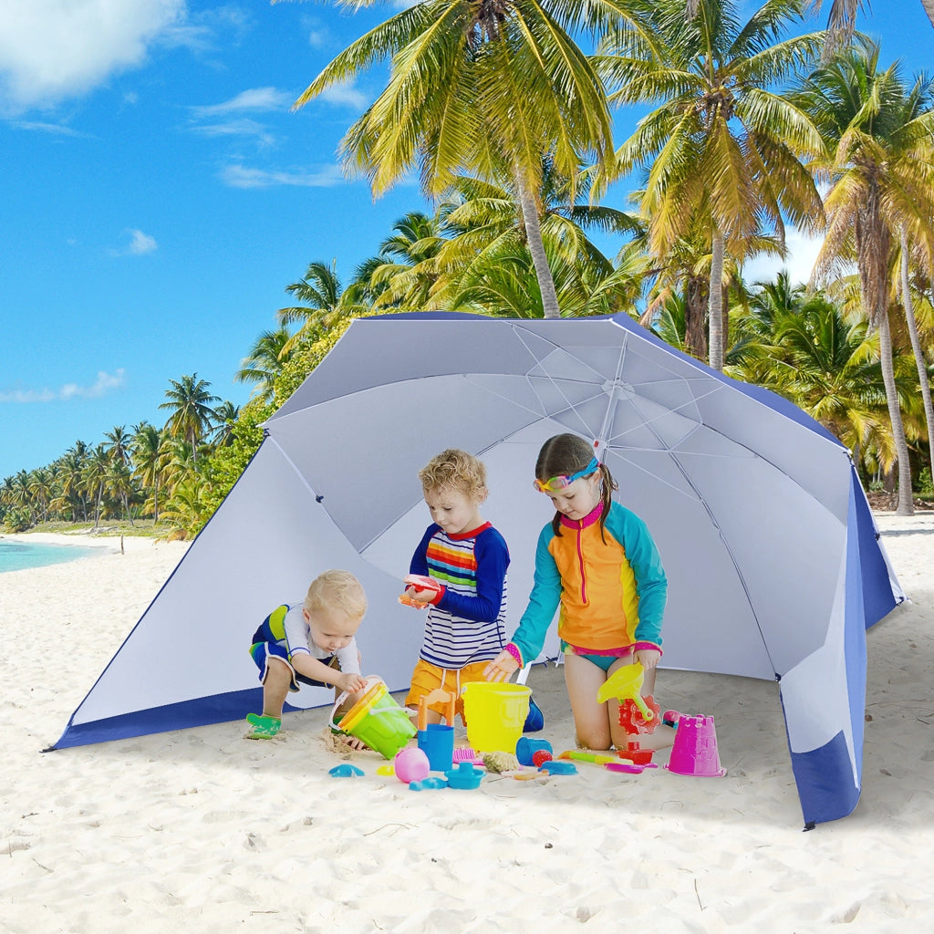 Tenda da sole da spiaggia 2 in 1 ¨C zephmum ¨C 210x222 cm blu