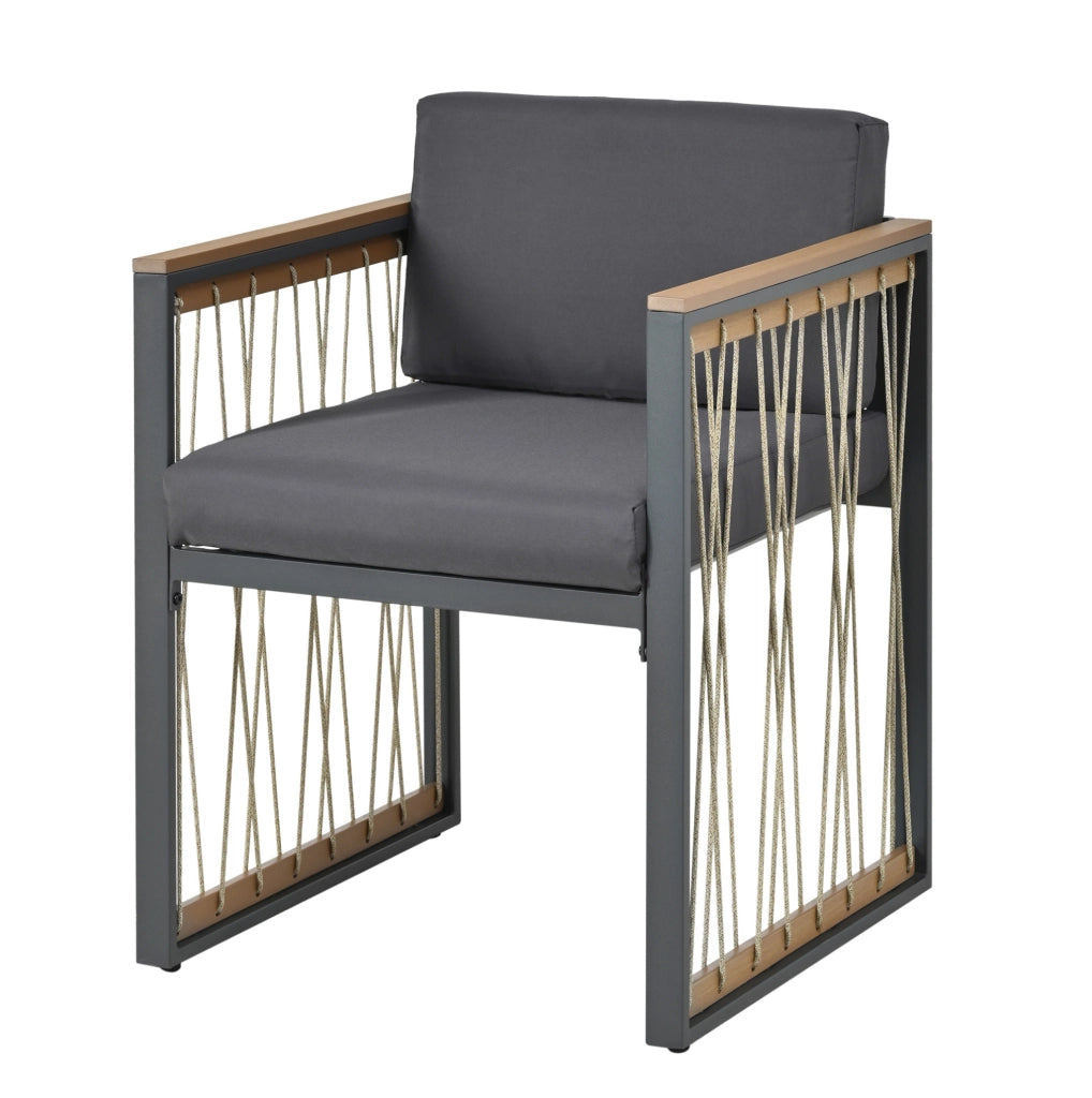Set da pranzo da esterno 6 posti con tavolo 117x117 cm; vetro temperato nero; nero/naturale