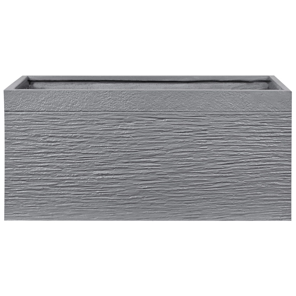 Vaso per piante in fibra di argilla grigia 80 x 37 x 38 cm Fioriera rettangolare per interni ed esterni