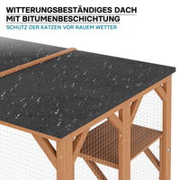 Recinto per gatti da esterno Cat run resistente alle intemperie 180x80x111,8 cm, 3 zone di riposo