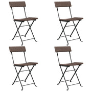 Sedie Pieghevoli da Bistr¨° 4 pz | Sedie da Esterno Marroni Polyrattan e Acciaio