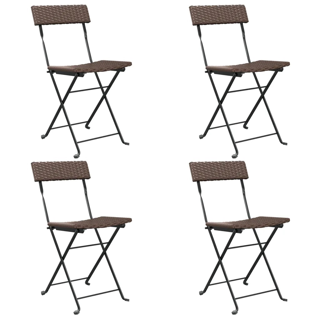 Sedie Pieghevoli da Bistr¨° 4 pz | Sedie da Esterno Marroni Polyrattan e Acciaio