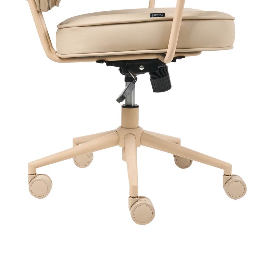 Sedia da ufficio in tessuto Struttura in metallo ecopelle Funzione girevole Altezza regolabile Mobili da ufficio Beige