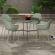 Set di 4 sedie da giardino in acciaio verde; 59 x 55 x 84 cm