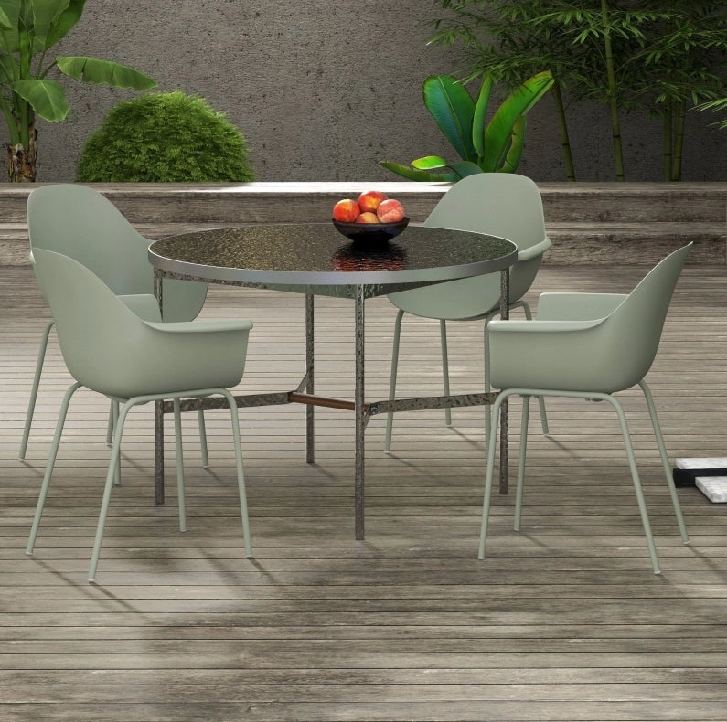 Set di 4 sedie da giardino in acciaio verde; 59 x 55 x 84 cm