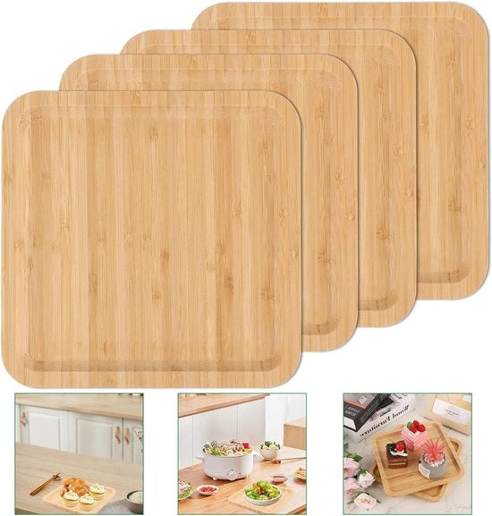Piatto da servizio in legno quadrato 20 x 20 x 2 cm - servizio da tavola - decorazione da tavola - luce da tavola - soggiorno