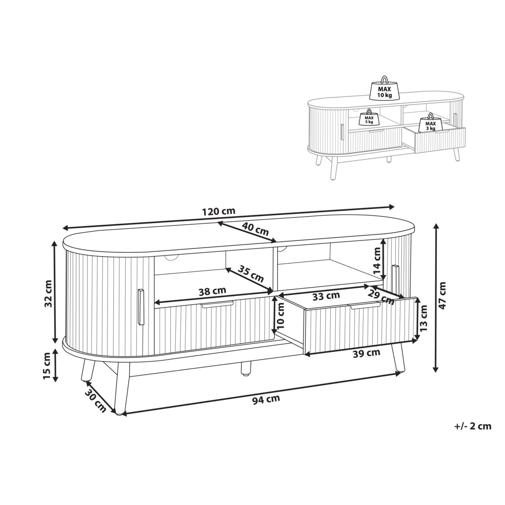 Porta TV Legno chiaro Gambe in legno massiccio MDF 2 ante scorrevoli 2 cassetti 2 ripiani Mobile Soggiorno