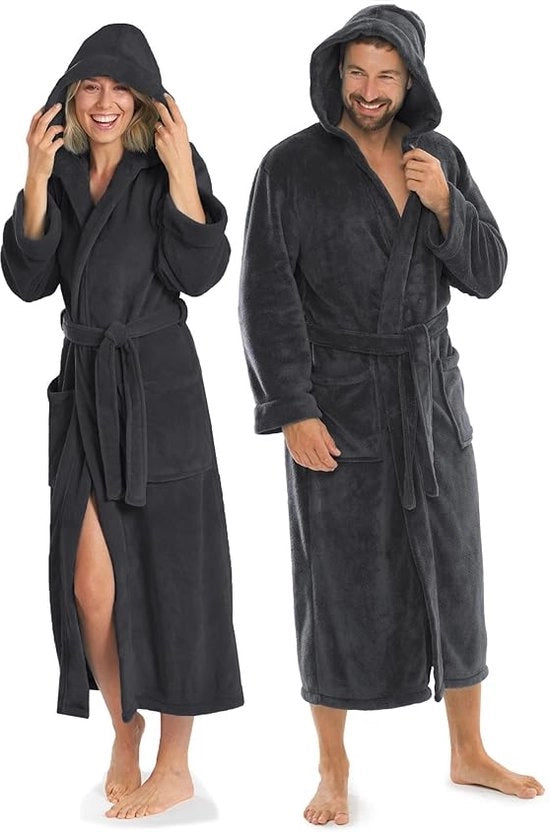 Badjas capuchon con cappuccio e tasche a lunga apertura per uomo e donna unisesso con imbottitura in microfibra e certificazione OEKO-TEX