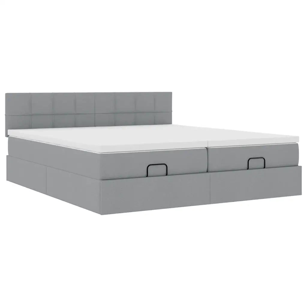 Struttura Letto Pouf con Materassi 200x200 cm in Tessuto