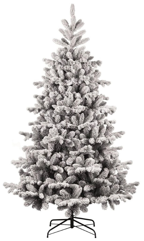 Albero di Natale Artificiale Floccato Effetto Realistico Innevato 210 cm 922 Rami Montaggio a Ombrello Effetto Neve