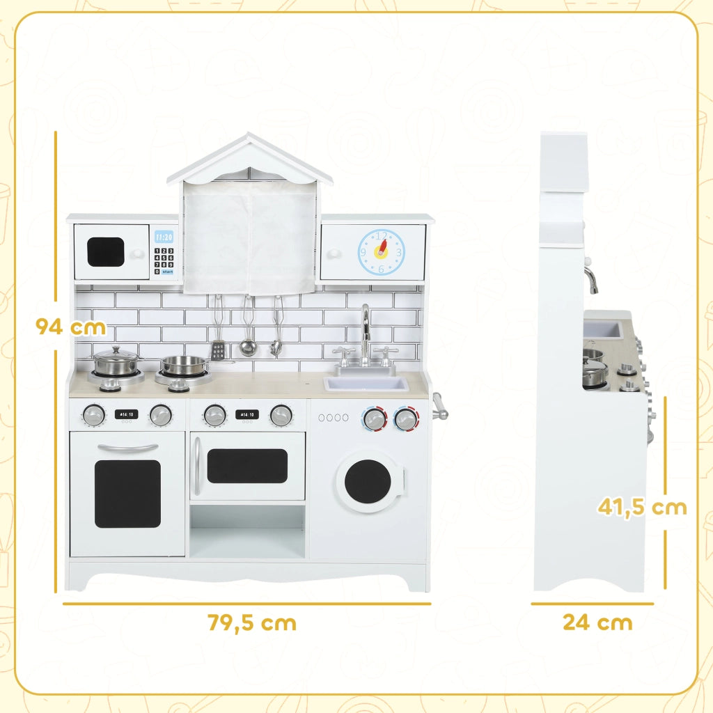 Cucina giocattolo per bambini con forno lavello e suoni ¨C zephmum ¨C bianco