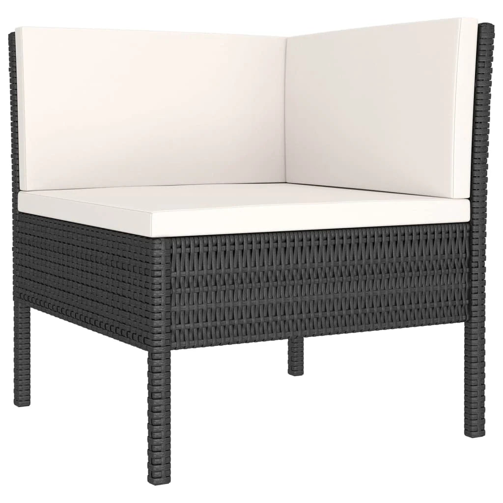 Mobili da giardino mobili da esterno Set di mobili da 8 pezzi con cuscini in resina intrecciata nera 02_0017740