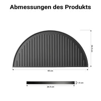 Piastra in ghisa rigata, forma a mezza luna, 55 x 26,5 x 1,5 cm, griglia in ghisa per barbecue, bistecchiera, ideale per grigliare carne, pesce, verdure