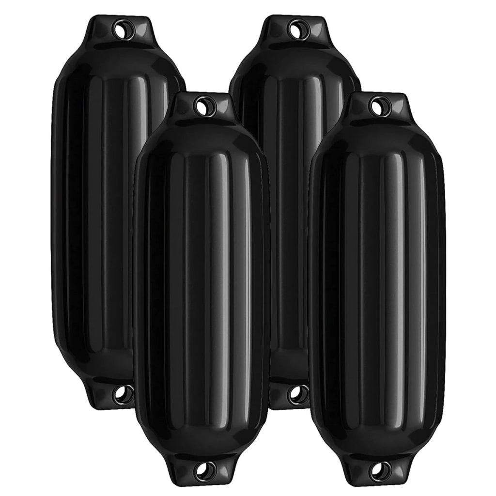 Set di 4 parabordi gonfiabili neri 73 x 30 x 10 cm protezione ottimale design pratico PVC nero 20_0012599
