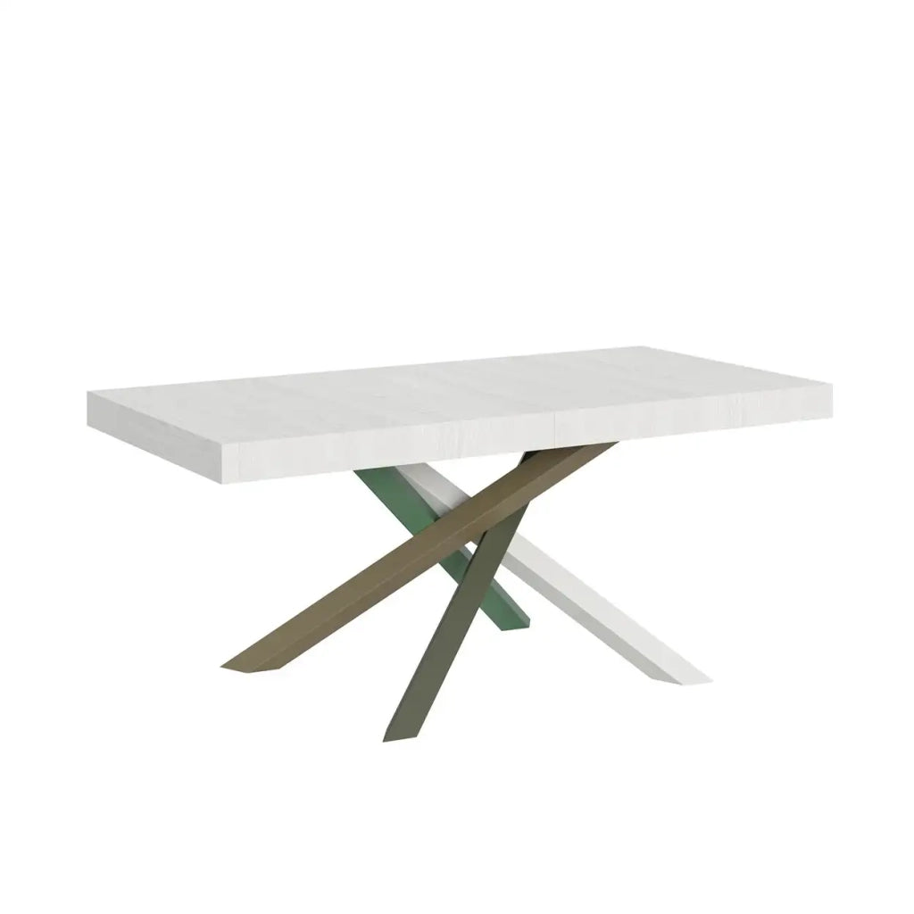 Tavolo allungabile 180/440x90 cm Volantis colore bianco frassino gambe multicolore 4/A