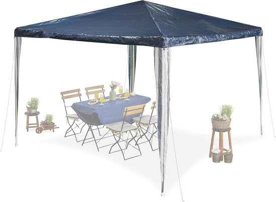Tenda per feste 25 x 3 x 3 m in PE e acciaio - impermeabile e resistente alle fessurazioni - tenda per giardino robusta - blu scuro/bianco
