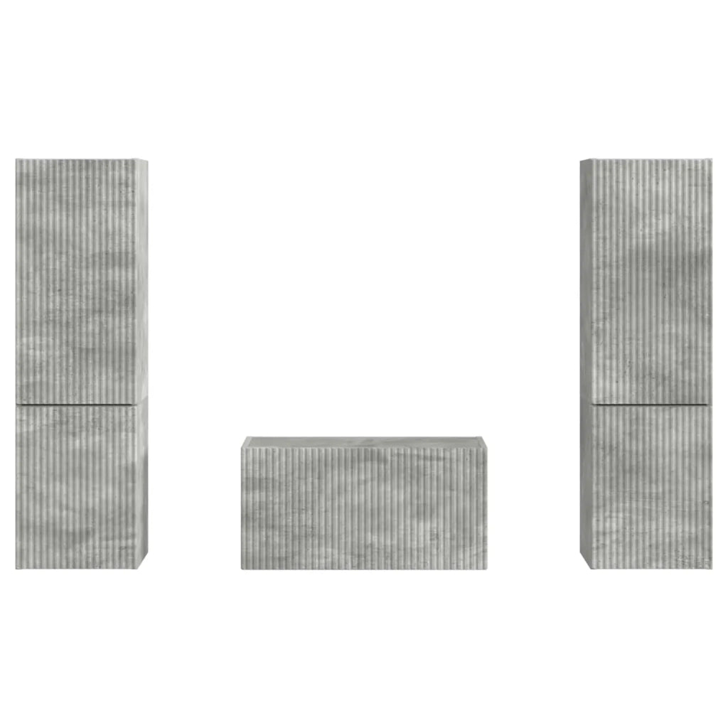 Set mobile TV 5 pz-Credenza per TV Grigio cemento Legno multistrato 760837