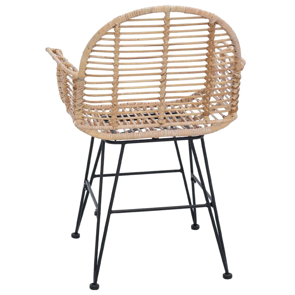 Sedia da pranzo 2 pcs Rattan e Ferro Naturale 57 x 55 x 85 cm