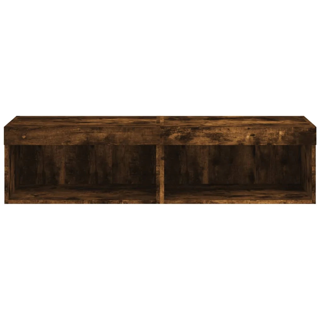 Mobile TV multimediale scaffale TV credenza mobile TV per sala da pranzo soggiorno camera da letto con luci LED 2 pezzi rovere affumicato 60 x 30 x 30 cm marrone 02_0028868