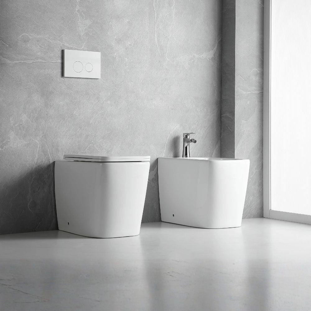 Bidet a pavimento ceramica colore bianco filo muro FB54D